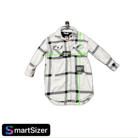 ONLY Plaid Button Up Long Shacket Coat Black White Checkered Pattern Sz Small - Picture 7 of 9